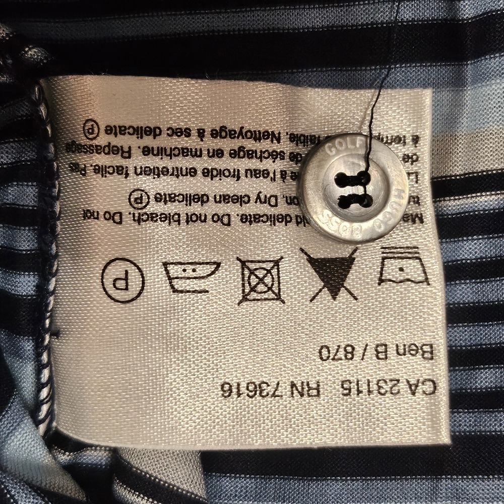 Hugo Boss Golf Men Blue Striped Polo Shirt Ben B 870 Made in Italy NWT Size L - Picture 4 of 8